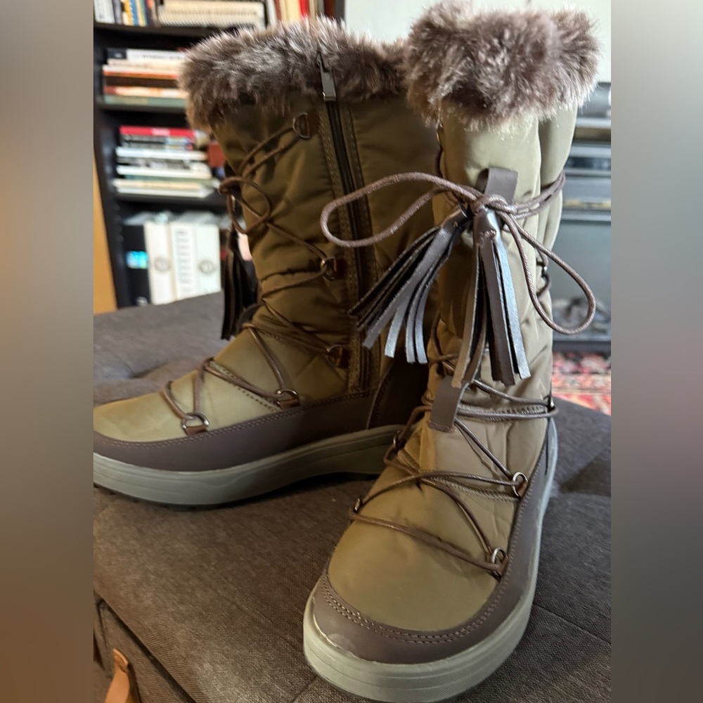 Women’s Winter Fur-Trim Lace-Up Boots - Olive